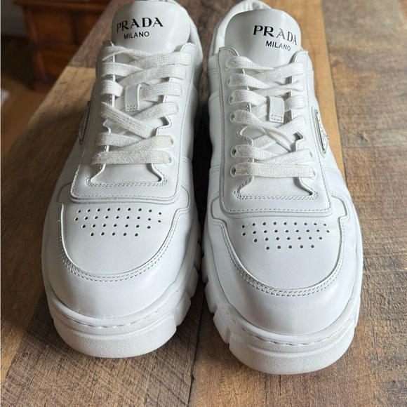 White Prada Leather Sneakers Size: 11 UK | 12 US - Picture 2 of 15